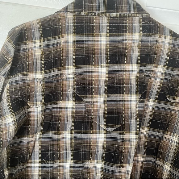 Wrangler Retro factory bleached Western Wear plaid pearl snap button shi… - Picture 6 of 9